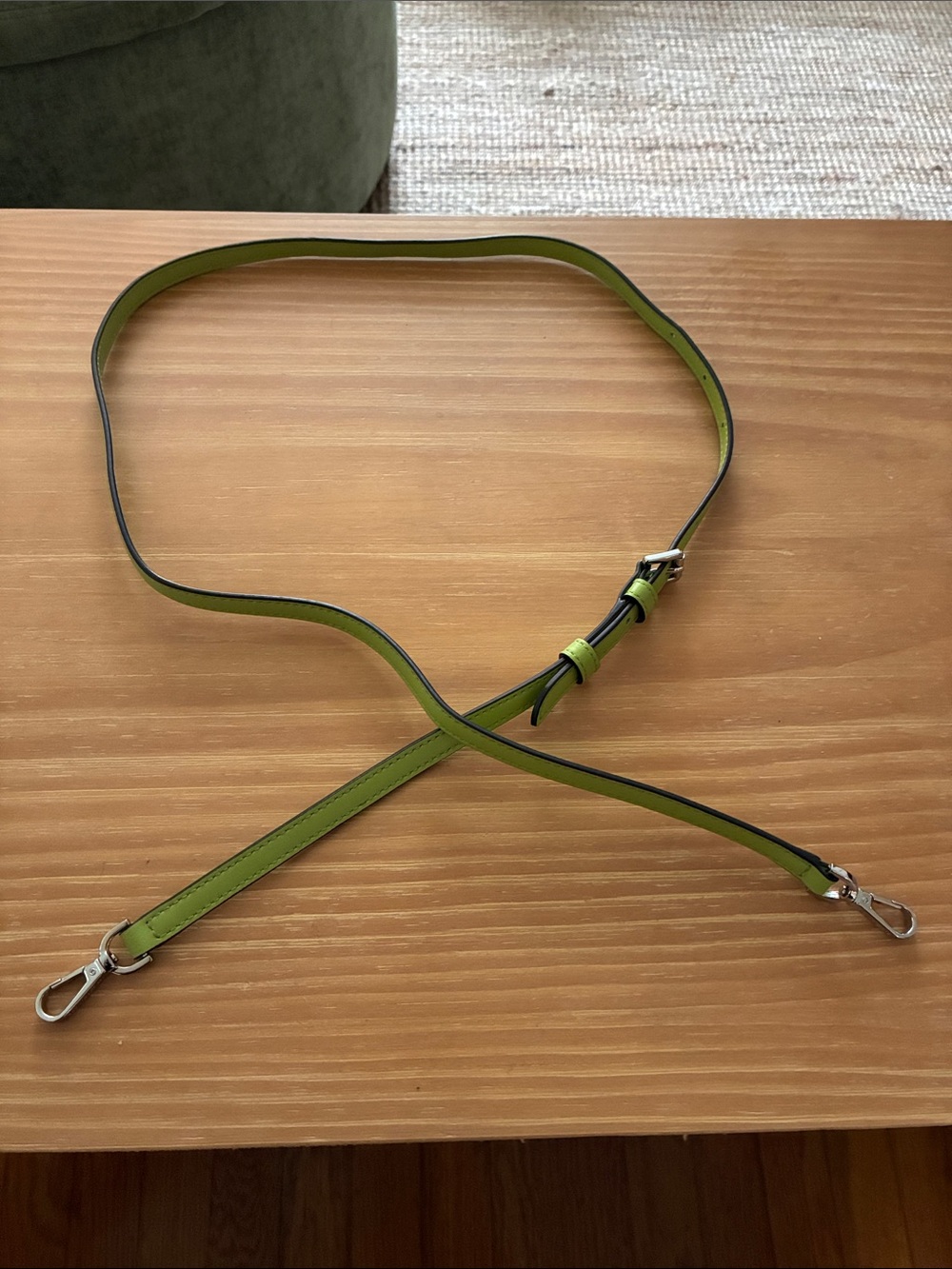 Michael Kors Lime Green Leather Adjustable Crossbody Strap Silver Tone Hardware
